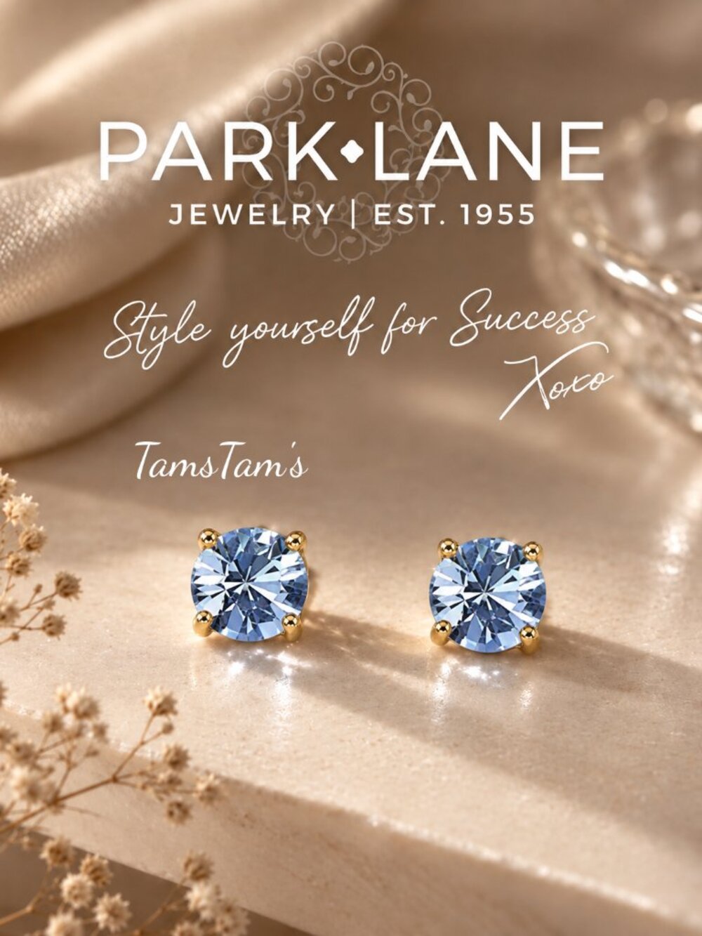 Park Lane Blue Impression Stud Earrings 3 carat each